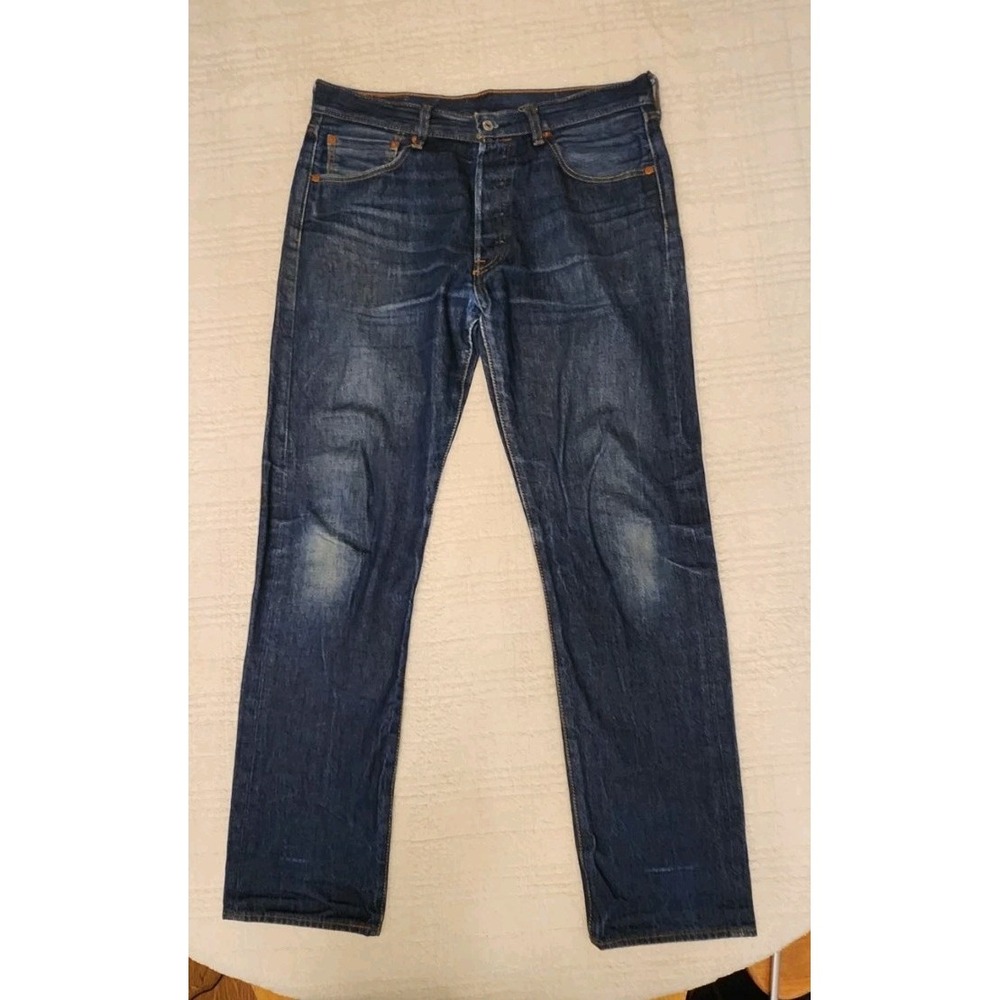Levi's Red Tag 501 Button Fly‎ 100% Cotton Denim Jeans Mens 33x34 Blue Dark